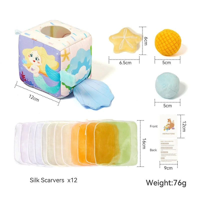 Montessori cloths Toys Magic Cotton Animal Tissue Box Kids Finger Exercise Cloth Busy Box Toys Baby Educational Activity Sensory Purest Peak