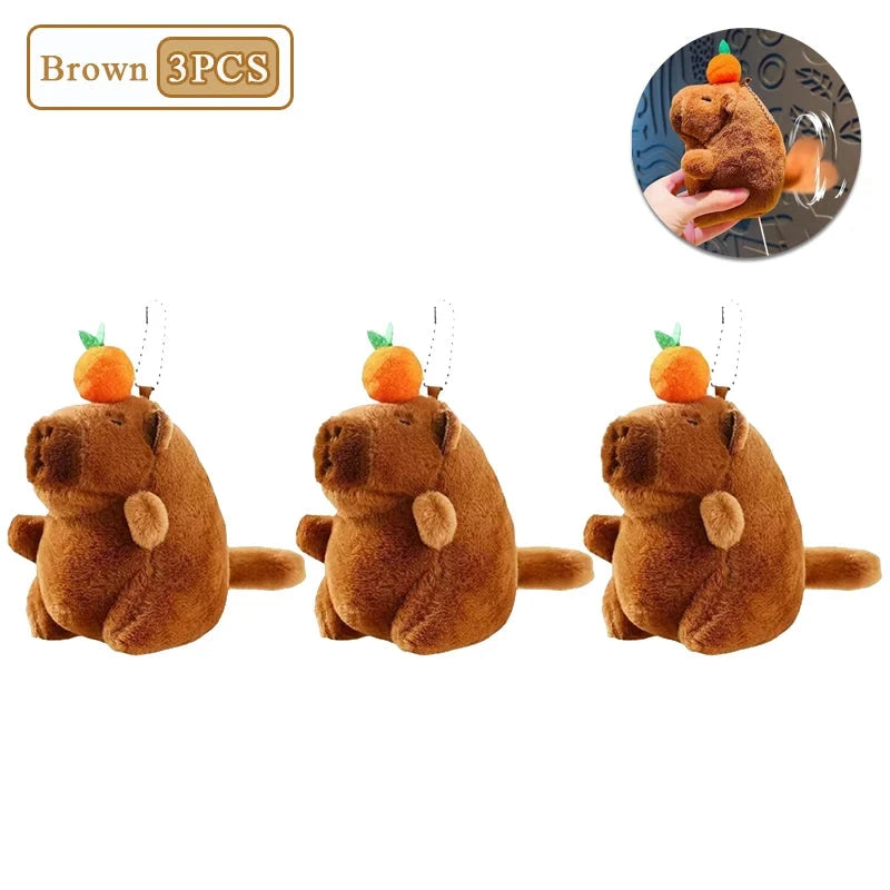 1-20PCS Plush Persimmon Wagging Tail Capybara Key Pendant Cute Plush Keychain Plush Doll Toy Schoolbag Pendant Gift Pendant Econic Blanks