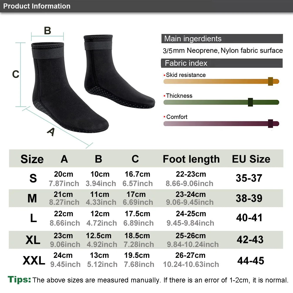 3mm&5mm Neoprene Diving Socks Non-slip Adult Warm Patchwork Elasticity Wetsuit Shoes Diving Surfing Boots Swimming Snorkeling Quick Pick Grocers