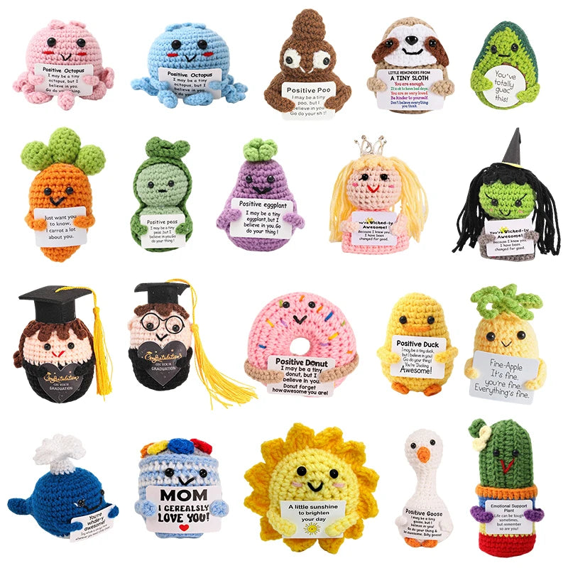 Crochet Positive Energy Doll Pocket Hug Mother's Day Gifts 2026 Handmade Knitted Ornament Handmade Crochet Doll Graduation Gifts Quick Pick Grocers