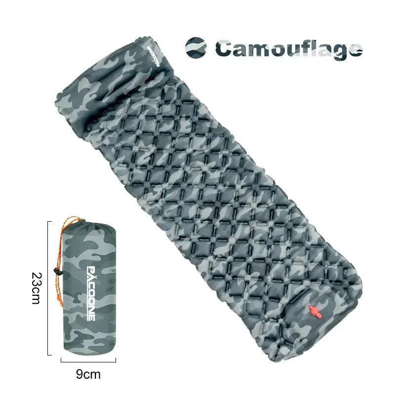 Outdoor Camping Inflatable Mattress Sleeping Pad With Pillows Ultralight Air Mat Built In Inflator Pump Hiking Econic Blanks
