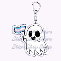 Cute Lgbt Halloween Keychain for Accessories Bag Gay Pride Lgbtq Spooky Ghost Lesbian Keyring Jewelry Rainbow Fans Friends Gifts Quick Pick Grocers