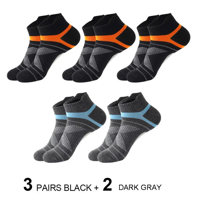 5 Pairs High Quality Socks Men Summer Outdoor Casual Cotton Socks Short Breathable Black Ankle Socks Run Sports Socks Size 38-45 Quick Pick Grocers