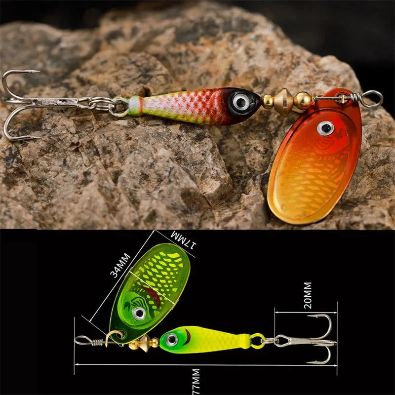 Rotating Metal Spinner Fishing Lures 9.1g 7cm Rotating Sequin Artificial Hard Baits Crap Bass Pike Treble Hook Fishing Tackle Econic Blanks
