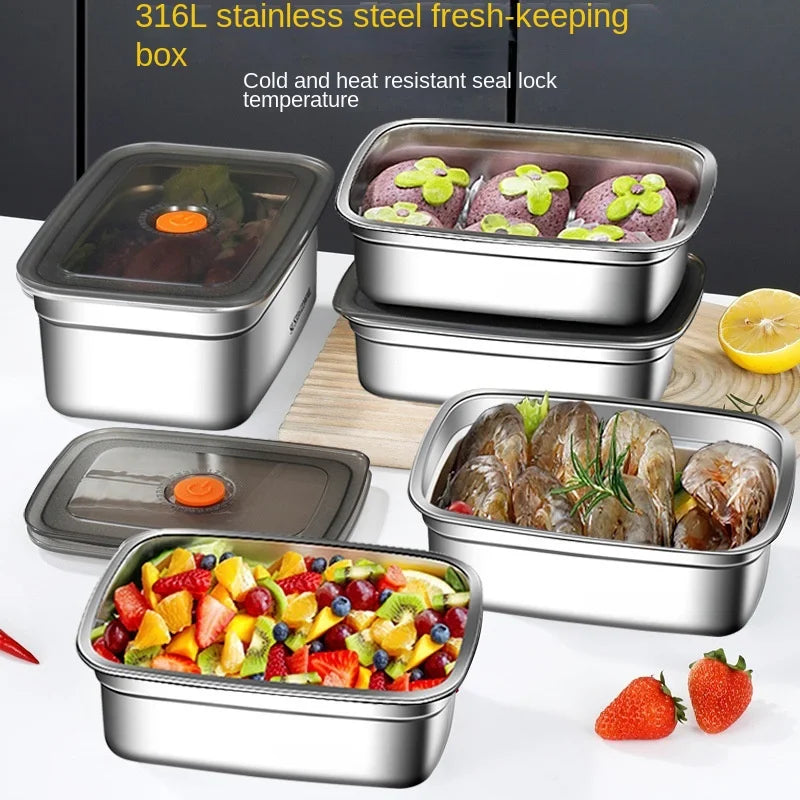 304 Stainless Steel Crisper, Lunch Box, Sealed Leak-proof Bento Box, Refrigerator Freezer Storage Box, Camping Lunch Box Quick Pick Grocers