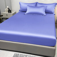 Modern Satin Fitted Sheet Ice Silk Bedspread Quick Pick Grocers