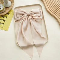 Korean Accessories Hair Clips for Women Girls Big Bowknot Solid Satin Long Ribbon Bows Spring Clamp Barette Cheveux Femme 2023 Quick Pick Grocers