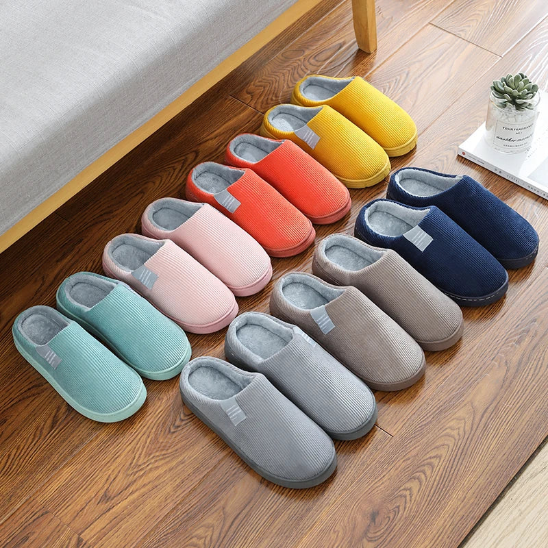 Thick Sole Home Indoor Outside Men And Women Couples Winter Household Warm Fluffy Slippers High Heels Plush Cotton Shoes Ladies Purest Peak