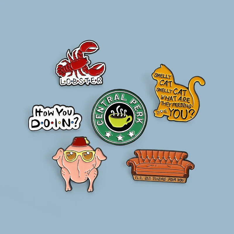 New Creative American TV Series Friends Pin Cartoon Cute Lobster Sofa Shaped Letter Pin Badge Quick Pick Grocers