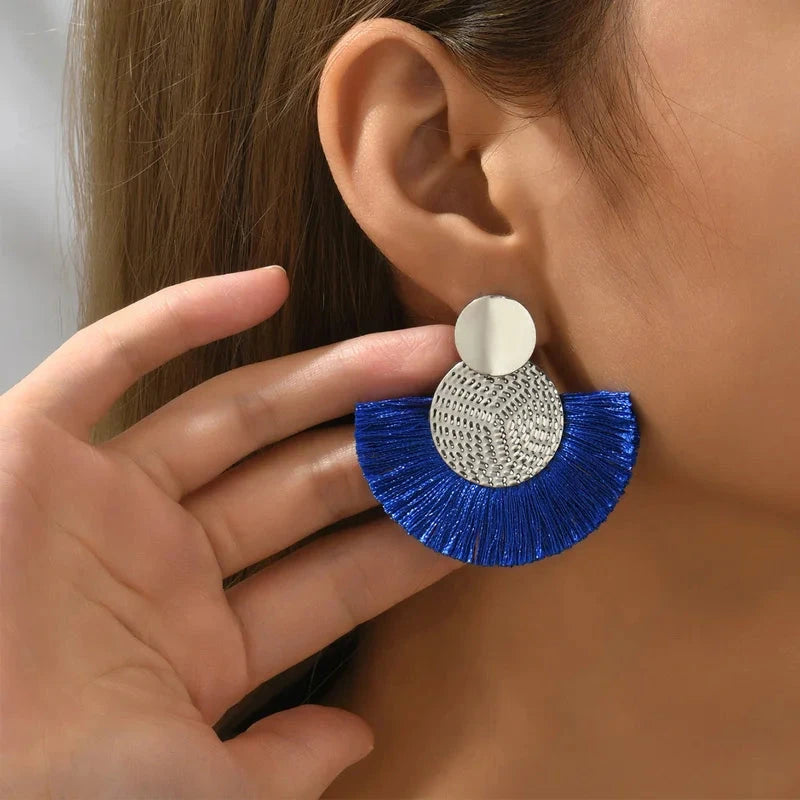 Fashion Bohemian Big Tassel Dangle White Fringe Female Earrings Drop Earrings for Women Statement Wedding Jewelry Econic Blanks