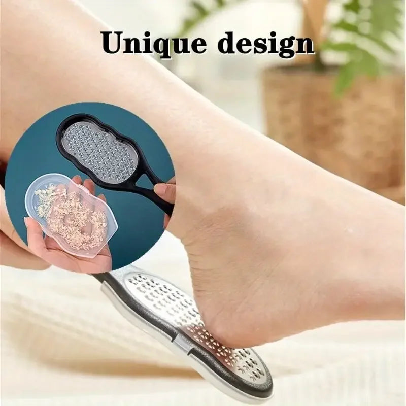 Stainless Steel Foot File - Anti-Splash Ergonomic File with Coarse/Fine Grit, Durable for Home Pedicure & Holiday Gift Quick Pick Grocers