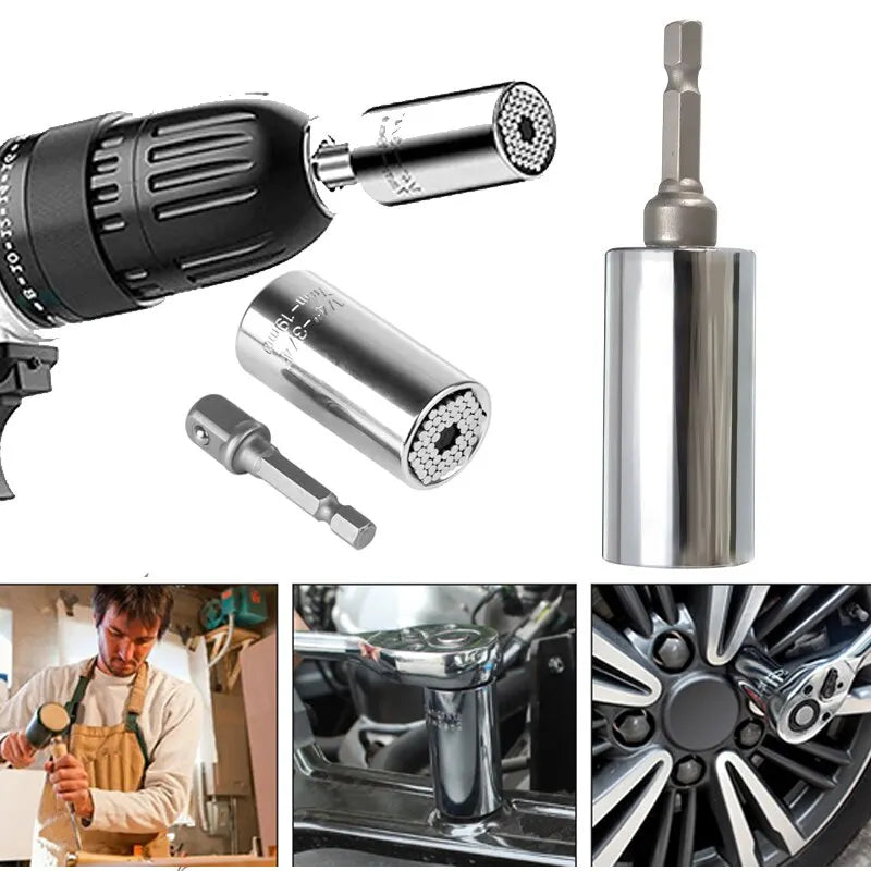 Multifunctional 7 to 19mm Magic Socket Multi Purpose Wrench Extension Rod Electric Hand Drill Screw Tool Set Quick Pick Grocers