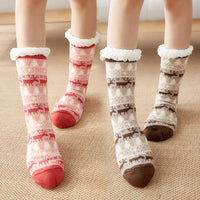Christmas Gift Slipper Socks Women Thermal Winter Warm Plush Non slip Grip Sleeping Floor Short Sock Fuzzy Fluffy Female Cartoon Quick Pick Grocers