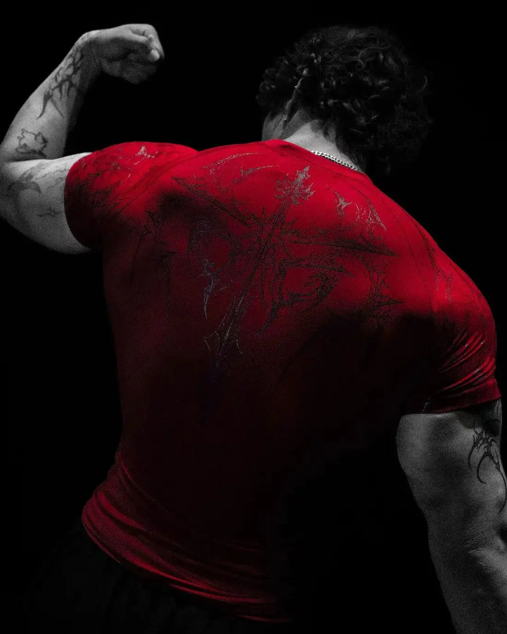 New Summer GYM T-shirt Men's Gothic Print Muscle Tee High Elasticity And Quick Drying Exercise For Bodybuilding Training T-shirt Quick Pick Grocers