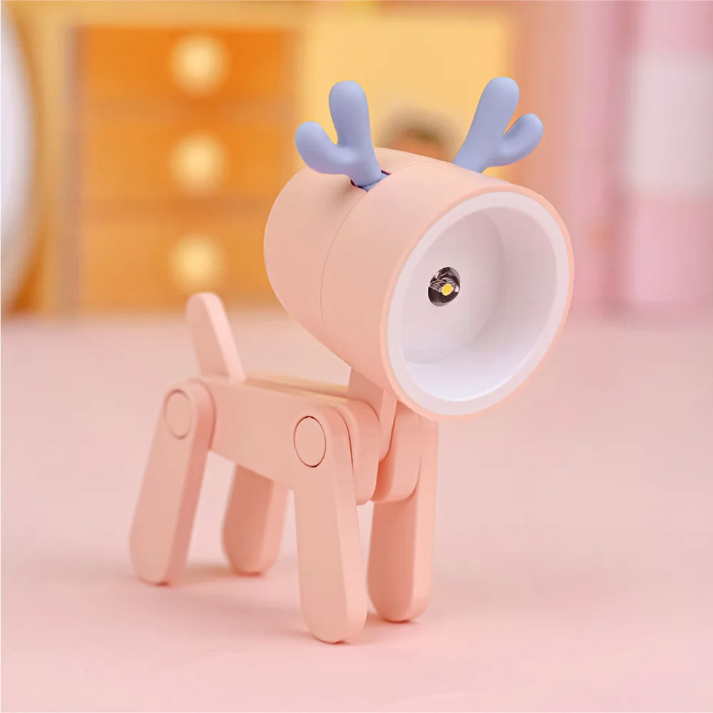LED Night Light Mini Folding Desk Lamp Cute Pet Lights Dog Deer Portable Night Light Student Living Room Decor Gift Quick Pick Grocers