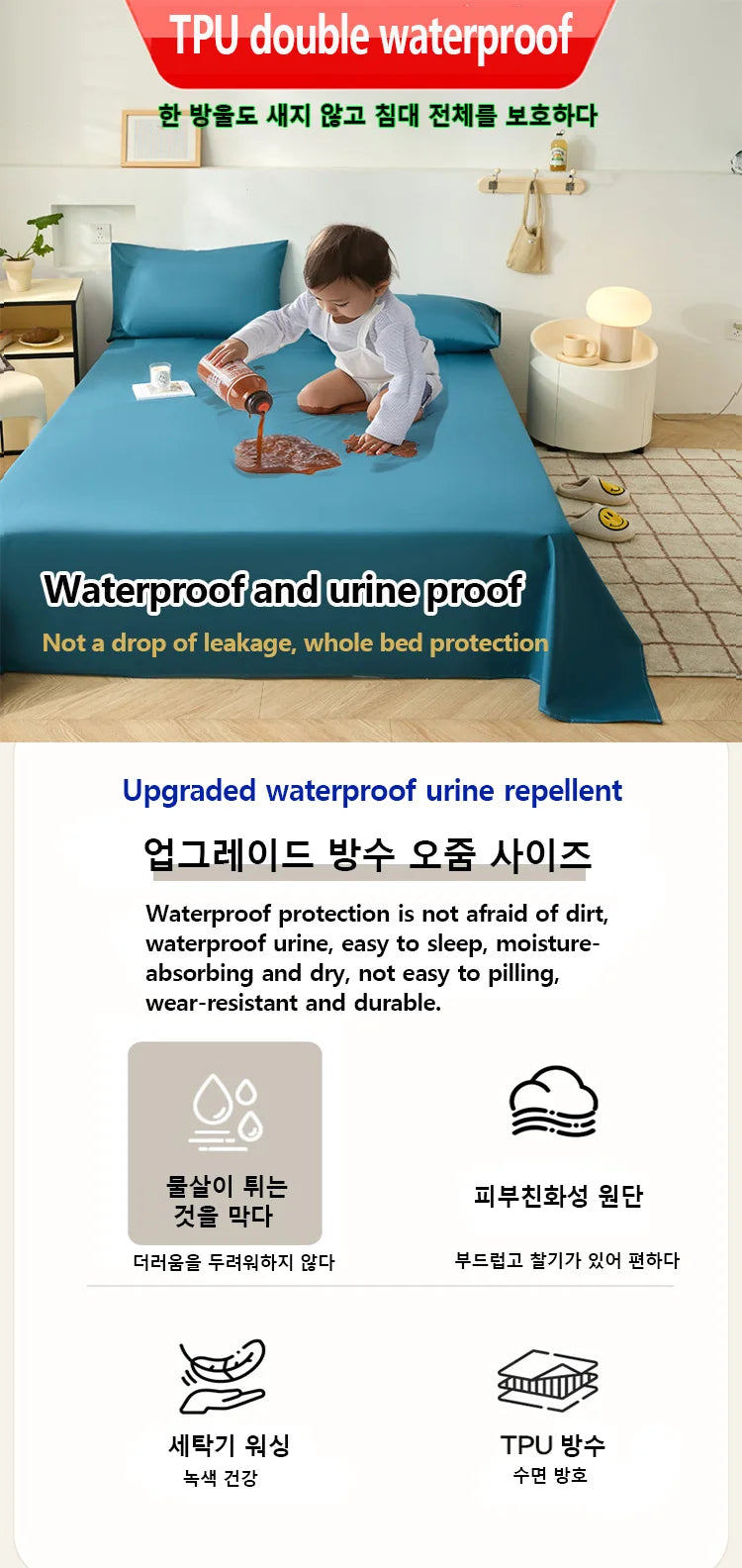 KDJEIKZ  Waterproof Matted Oversized Bed Sheet Incontinence Prevention Urinary Pad Bedspread Cover Dustproof Washable No Pillow Quick Pick Grocers