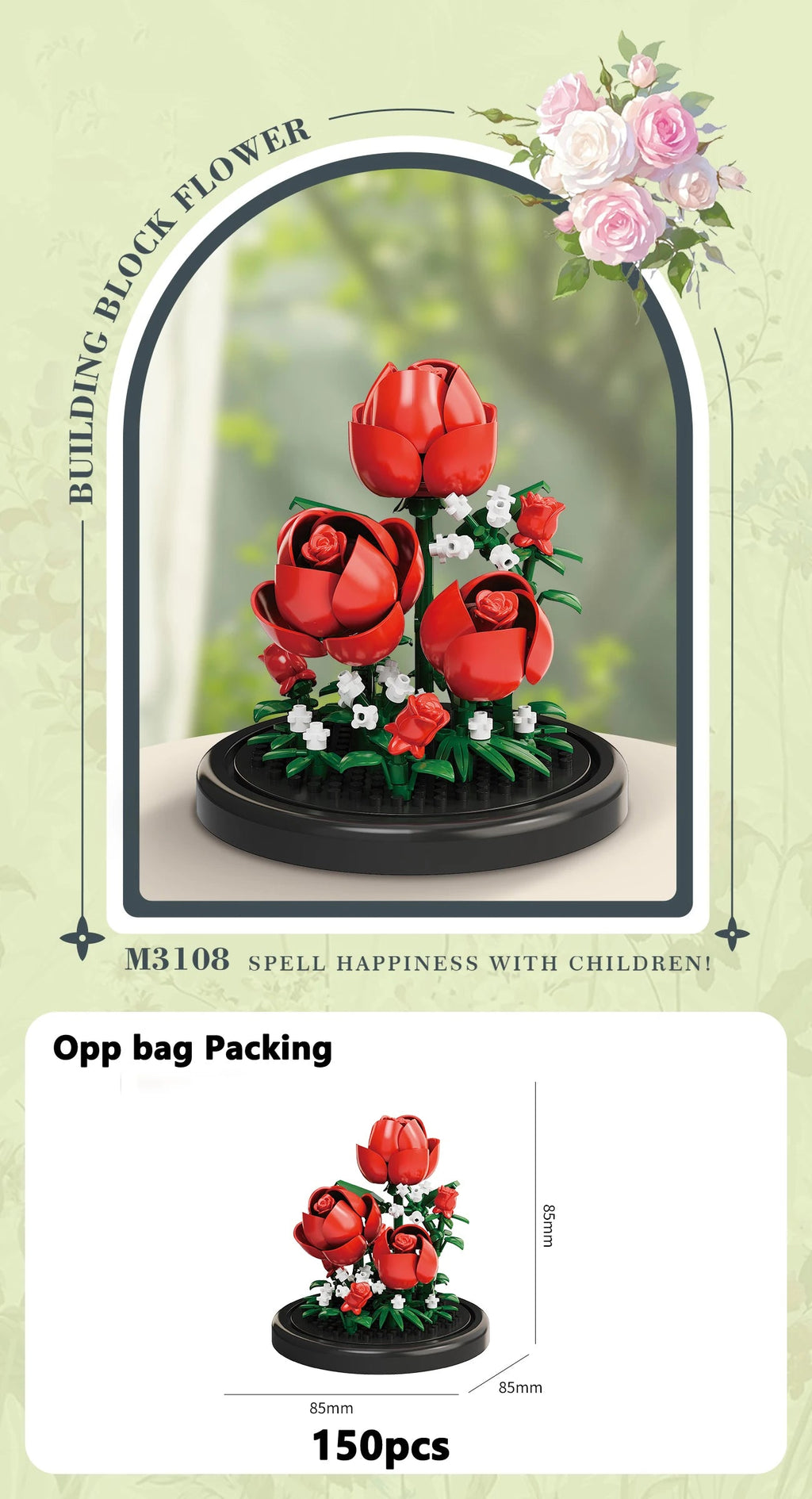 Eternal Flower Bouquet Bonsai Potted Plant Micro Building Blocks Model Home Decoration Puzzle Toys Kids Birthday Christmas Gifts Purest Peak Salt