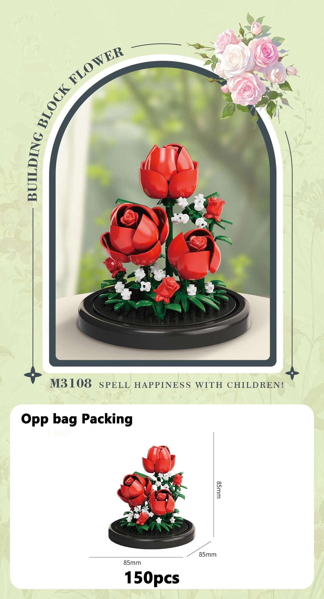 Eternal Flower Bouquet Bonsai Potted Plant Micro Building Blocks Model Home Decoration Puzzle Toys Kids Birthday Christmas Gifts Purest Peak Salt