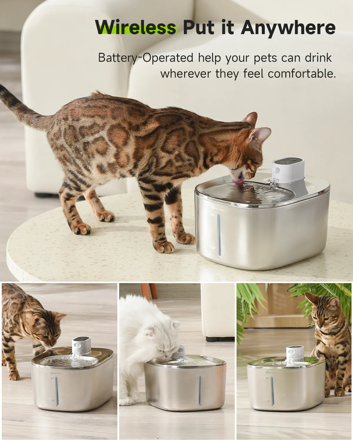 APETDOLA 4L Wireless Cat Water Fountain Auto Sensor Drinking Fountain For Cats Dog Drinker Pet Water Dispenser Accessories Quick Pick Grocers