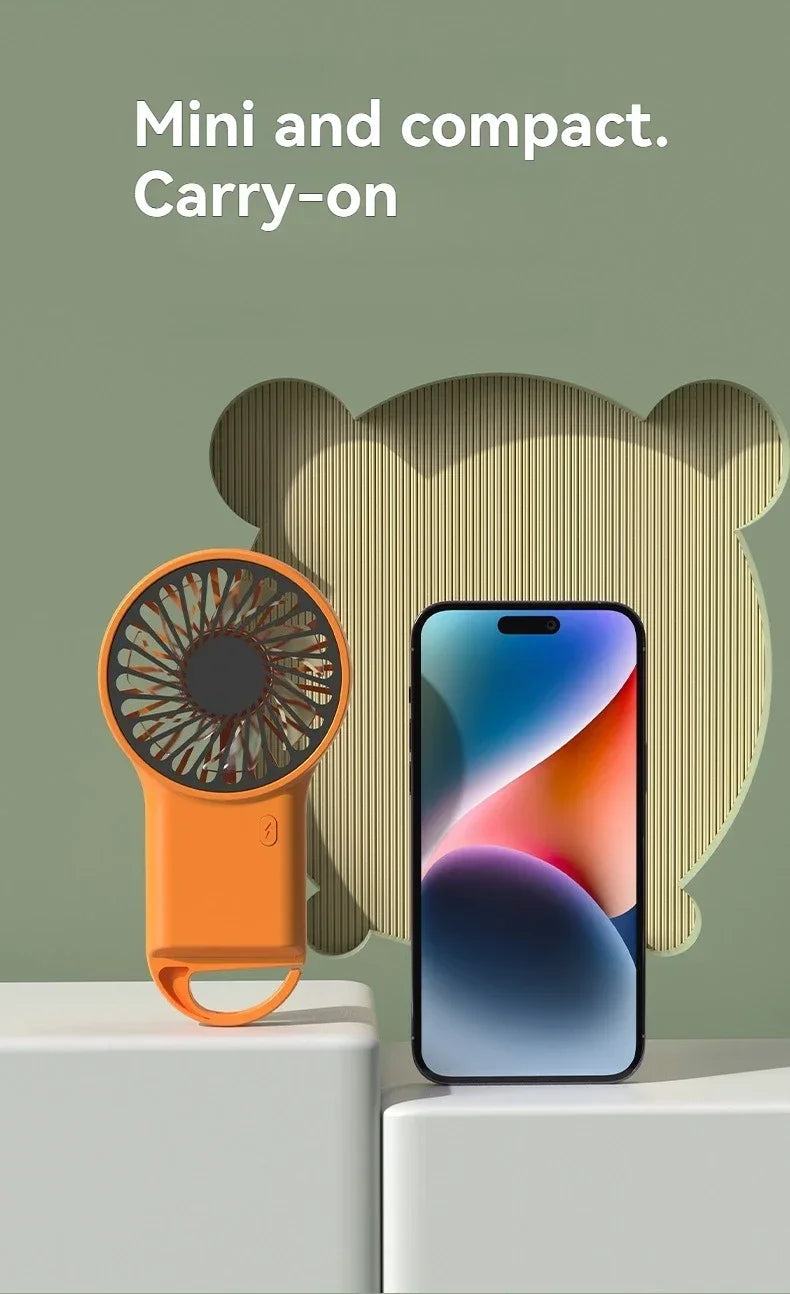 Cartoon Foldable Mini Fan USB Rechargeable Handheld Desktop Fan with Hook Portable Cooling Fan for Outdoor Travel Home Office Quick Pick Grocers