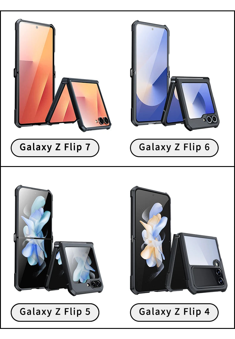 Xundd For Samsung Galaxy Z Flip 7 5 Z Flip 6 7 5G Case Airbag Shockproof Acrylic+TPU+Glass Back Cover For Flip5 z플립 5 7 케이스 Quick Pick Grocers