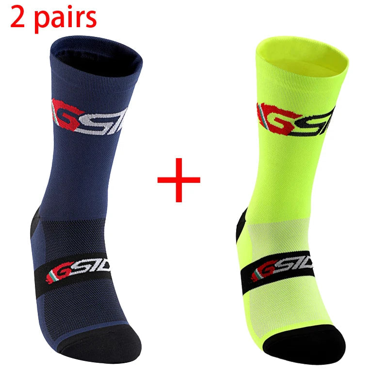 2pairs 2023 New Cycling Socks Bike Nurse Compression Road Bike Running Mtb Knee-high White Sports Funny Brand Black Quick Pick Grocers