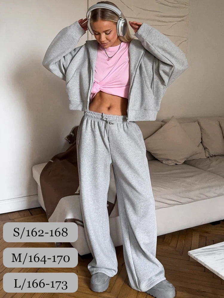 Autumn Women's Tracksuit with Zipper and Trousers Gary Casual Two Piece Set Women Casual Yellow  Pant Sports Suit with A Hood Quick Pick Grocers