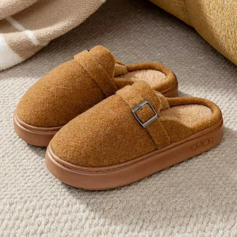 Winter Women's Slippers Home Plush Luxury Designer Woman Shoes Indoor Fluffy Fashion Platform Fuzzy Fur Slides Elegant Flat Soft Purest Peak