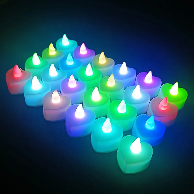 24PCS LED Candle Tea Lights Battery Operated Red Shells Romantic Decoration Flameless  Wedding Party Use Econic Blanks