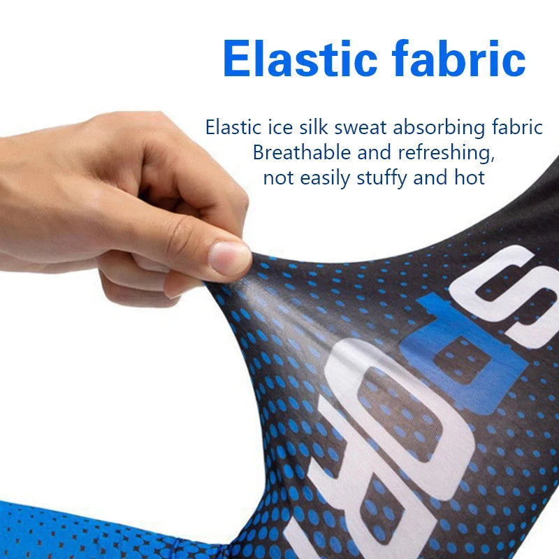 Print Ice Silk Arm Sleeves Breathable Sun Protection Arm Covers Summer Cycling Sports Anti-Sunburn Cooling Long Arm Cuffs Quick Pick Grocers