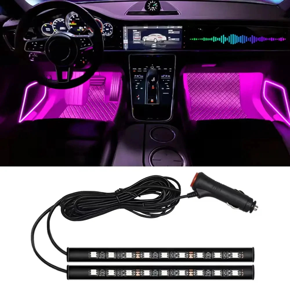 2-in-1 LED Car Neon Interior Light – USB & Cigarette Lighter Footwell Ambient Light, Car Backlight Atmosphere Lamp Accessories Econic Blanks
