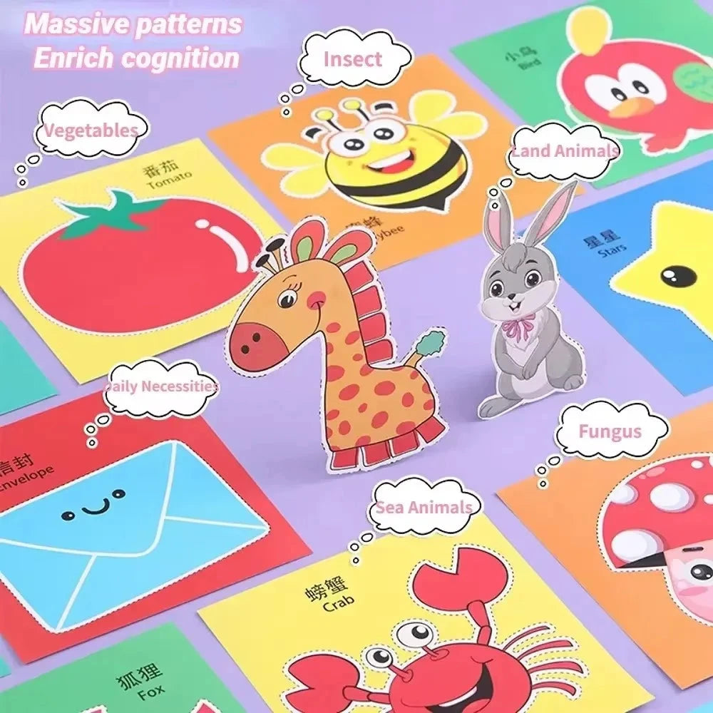 48Pcs Handmade Paper Cut Book Kids Craft Toys DIY Cartoon Scrapbooking Paper Art Toys Kids Learning Toys for Children Gifts Econic Blanks