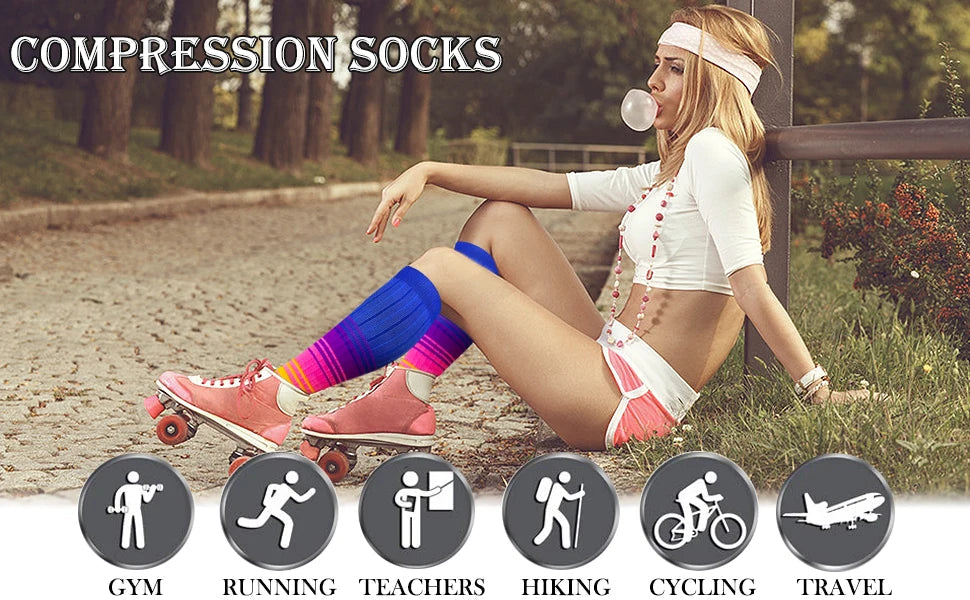 58 Styles 3 Pairs/Pack Compression Socks Knee High 30MmHg  Women Men Sports Socks Edema Diabetes Varicose Veins Running Socks Quick Pick Grocers