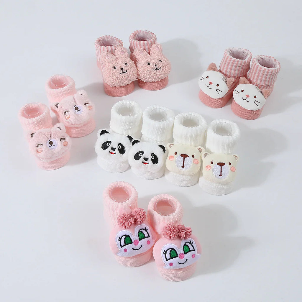 Cute Cartoon Doll Newborn Socks Spring New Baby Soft Solid Prewalker Knitted Sock For Girls Boys Infant Knitting Floor Socks Quick Pick Grocers