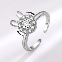 VENTFILLE 925 Sterling Silver Sunflower Diamond Zircon Rotatable Ring For Women Gift Relieve Stress Ring Jewelry Wholesale Quick Pick Grocers
