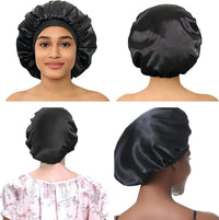 Women Satin Bonnet Hair Bonnet for Sleeping Hair Care Silk Bonnets Solid Wide-brimmed Sleeping Hat with Elastic Soft Band Econic Blanks