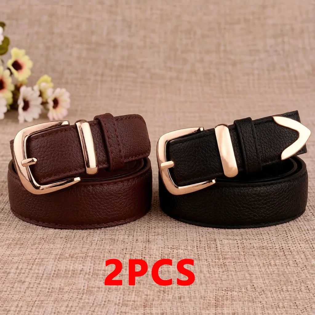 Fashion Women Genuine Leather Belts High Quality Gold Buckle Best Matching Dress Jeans Belts for Lady LB2146 Quick Pick Grocers