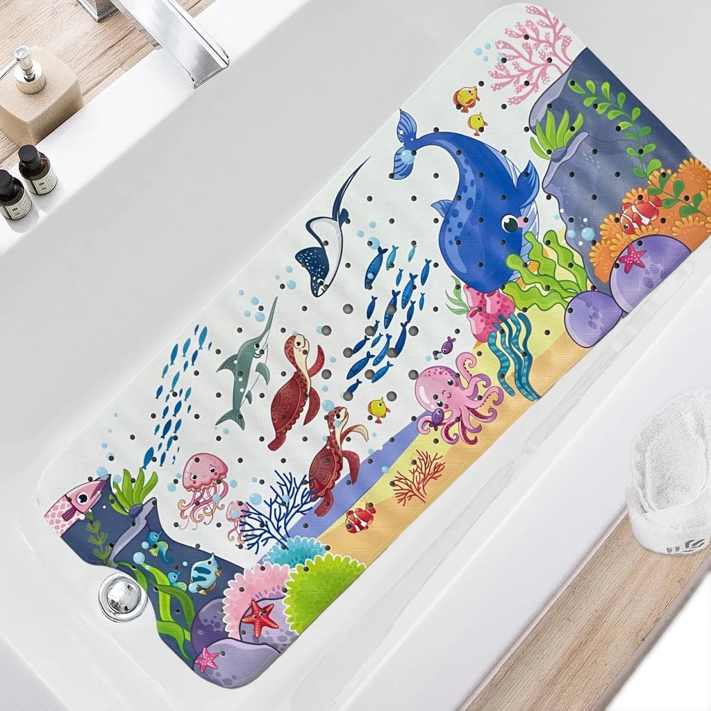 1pc Cartoon Extra Long Bathtub Mat 40x100cm Non Slip Bath Mat for Bathroom Tubs Shower Mats with Suction Cups & Drain Holes Quick Pick Grocers