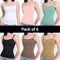 3/6 Pcs Ladies' Summer Korean Version Of Suspender Vest With Solid Color Foundation Joker Sexy Suspender Top Slim And Thin Teen Quick Pick Grocers