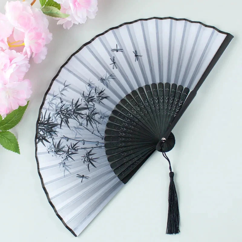Hand Fan Foldable Silk Fan Noodles Bamboo Fan Bones Halloween Cosplay Prop Christmas Wedding Decoration Party Gifts Art Crafts Econic Blanks