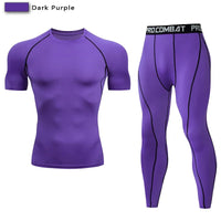 2pcs Men's Compression Sportswear Suit Elastic Training Yoga Sets Workout Jogging Fitness Clothing Tracksuit Pants Sporting Quick Pick Grocers