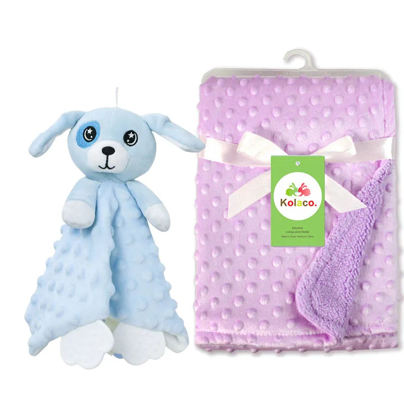 Personalized Newborn Baby Blanket with Name Custom Stroller Sleeping Dolls Animal Security Towel Gift Set for Baby Shower Gifts Purest Peak