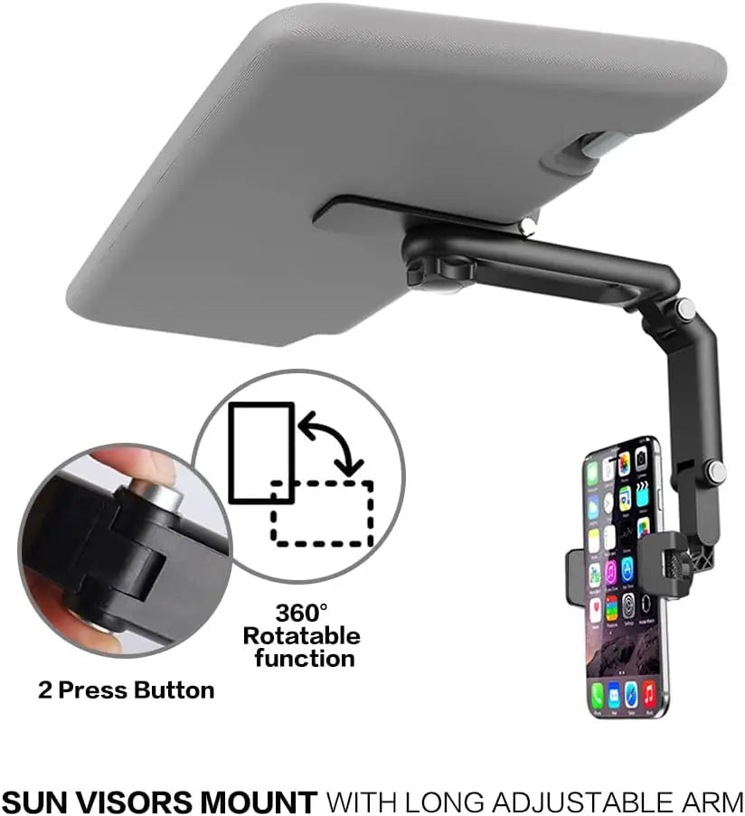Sun Visor Phone Holder for Car Multifunctional 360° Rotating Sun Visor Cell Phone Holder with IPhone/Samsung/Android Quick Pick Grocers