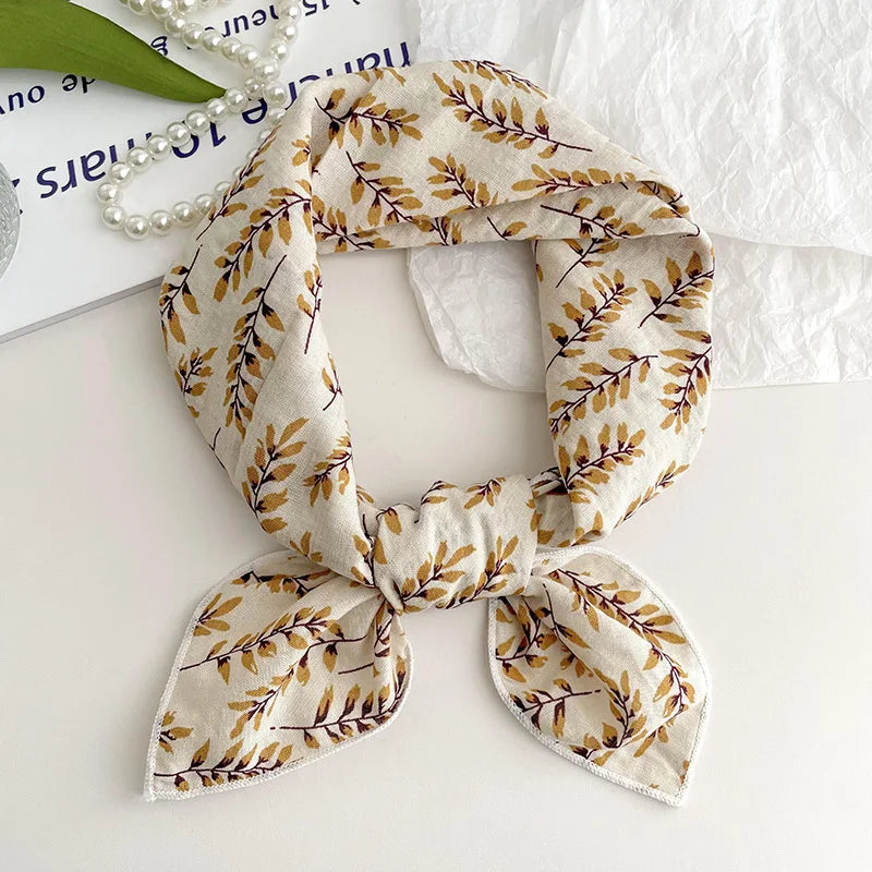 55cm Laies Headband Cotton Linen Square Scarf Women Korean College Girls Fashion Spring Autumn New Style Elegant Neck Scarves Quick Pick Grocers