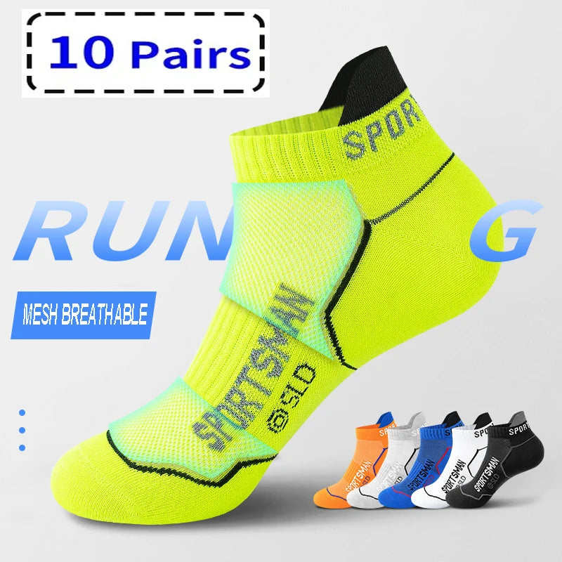 10 Pairs High Quality Socks Men's Summer Man Short Socks Breathable Ankle Socks Cotton Sports Socks Black Thin Cut Run Men Socks Quick Pick Grocers