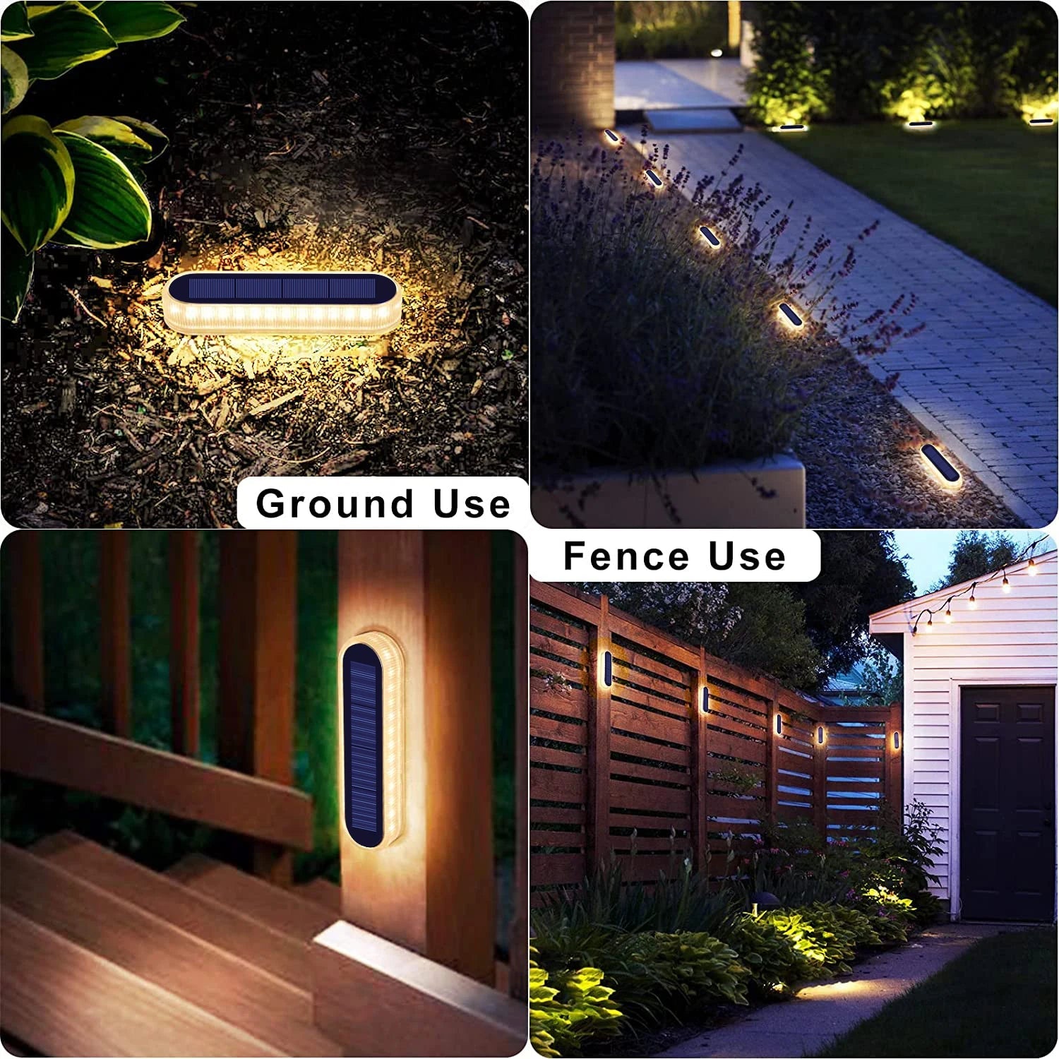 Quality Solar Step Lights Waterproof IP68 Warm White LED Path Lights Solar Powered Light Bar for Stairs Driveway Walkway Dock Quick Pick Grocers