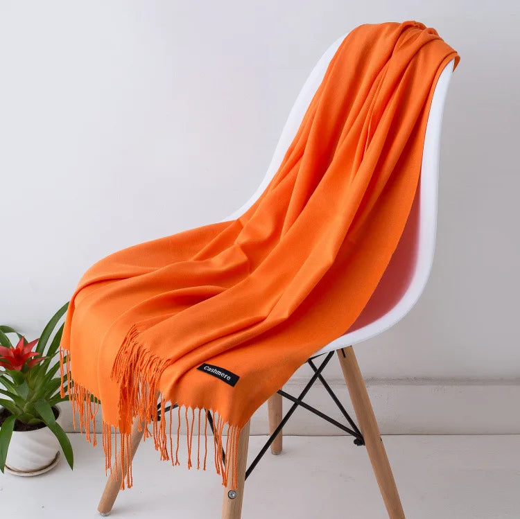 Fashion Solid Scarf Women Cashmere Soft Winter Warm Scarves Hijab Female Long Headband Shawl Wraps Bandana Foulard 2022 Echarpe Quick Pick Grocers