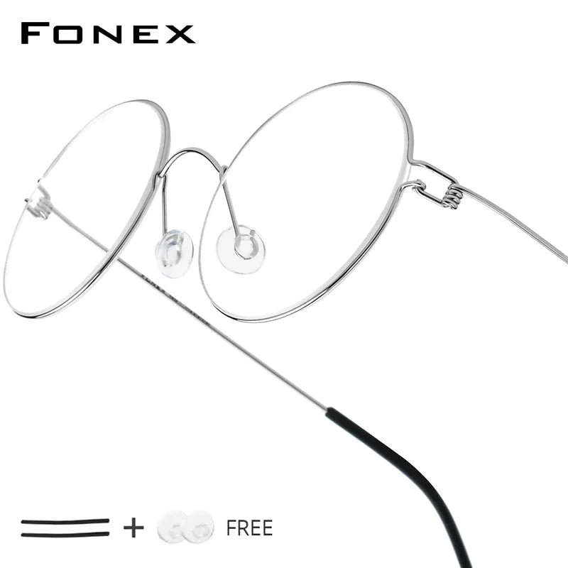 FONEX Screwless Eyeglasses Frame Men Women Round Morten Denmark Korean Glasses Frame Titanium Alloy Eyewear 98607 Econic Blanks