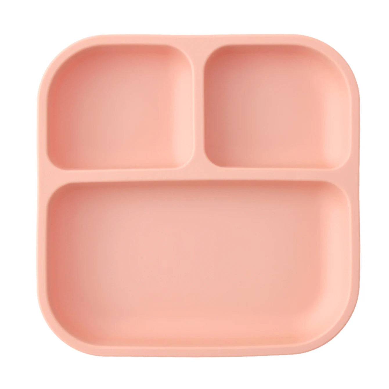 Color Kids 1PCS BPA Free Silicone Divided Square Plate Suction Baby Dish Leakproof Toddler Kids Meal Tray Easy Clean Tableware Purest Peak