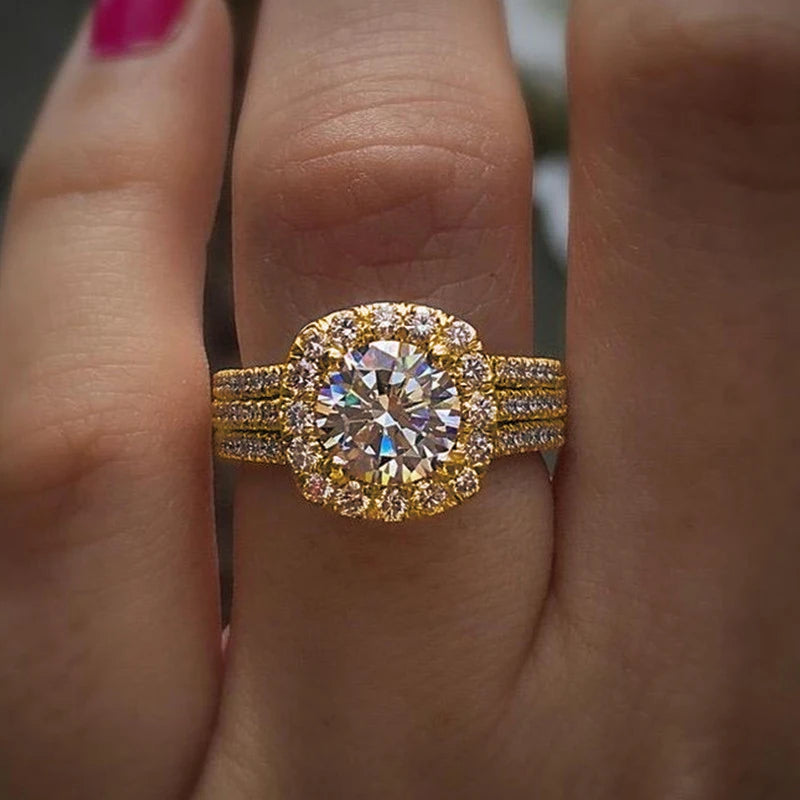 Huitan Trendy Women Rings with Brilliant Cubic Zirconia Luxury Engagement Rings Fashion Wedding Party Jewelry Drop Shipping Quick Pick Grocers